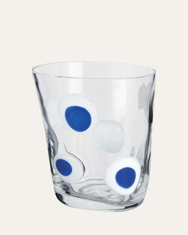 Bora White Drinking Glass with Blue Spots